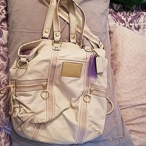 Coach White leather hobo bag